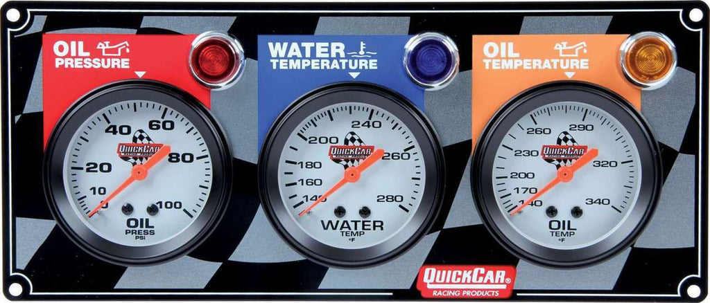 Quickcar 3 gauge Panel (checker flag or black)
